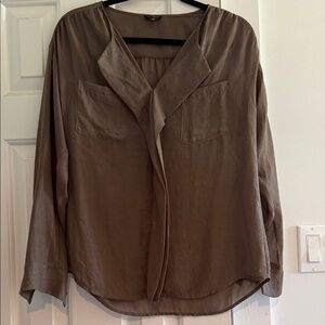 Ann Taylor Brown Blouse with Stylish Neckline